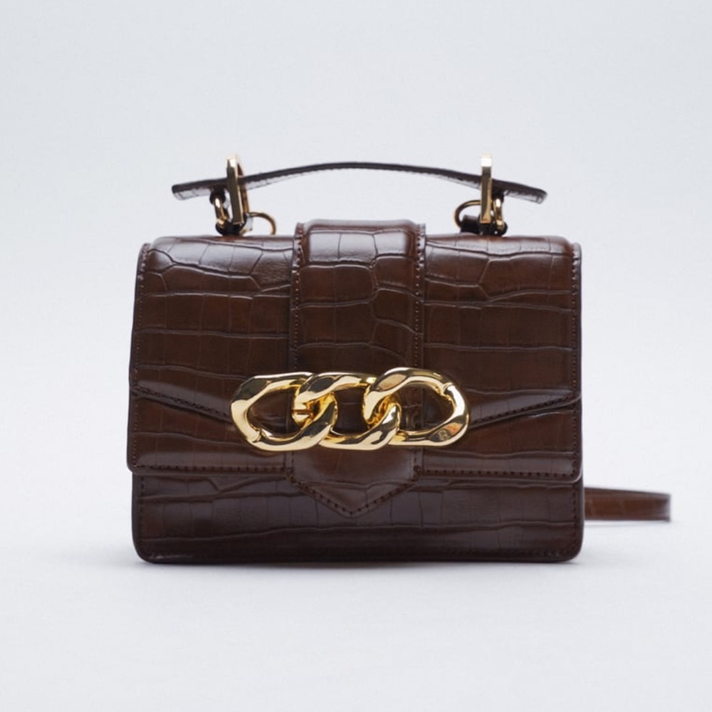 Zara ❤️Bloggers Favorite Brow Gold Chain Shoulder Bag - Picture 9 of 13